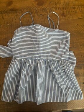 Express XS Women’s Blue & White Striped  blouse #9
